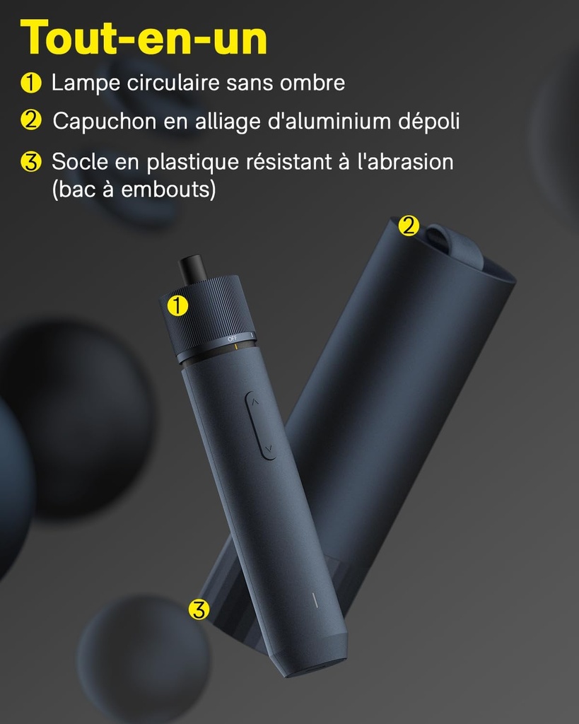 HOTO Tournevis électrique, mini  tournevis sans fil 3,6 V, 5 N.m 1500 mAh, 12 embouts 