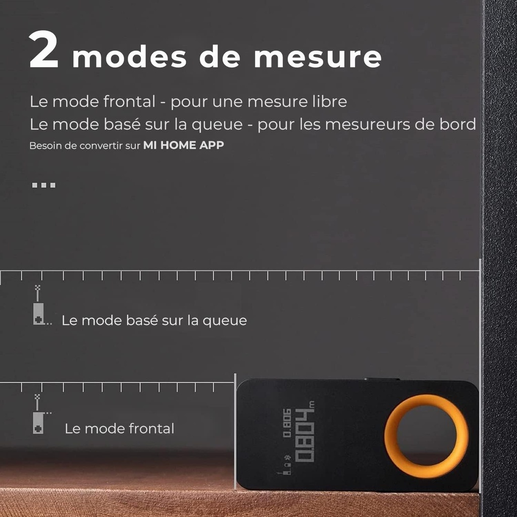 HOTO Télémètre Laser Numérique Bluetooth, Mètre Laser Rechargeable, 0,05 – 30m, Précision ±2 mm