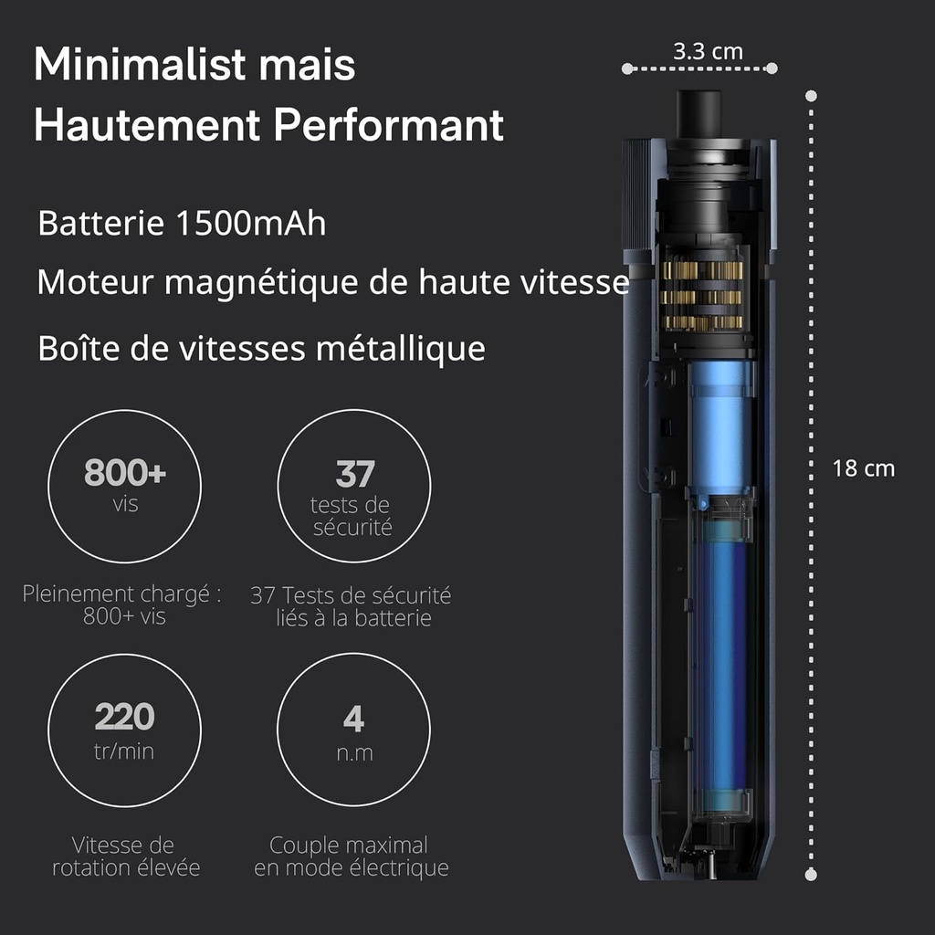 HOTO Visseuse sans Fil 3,6V,  mini Tournevis Electrique 4N.m, 26 Embouts en Acier S2