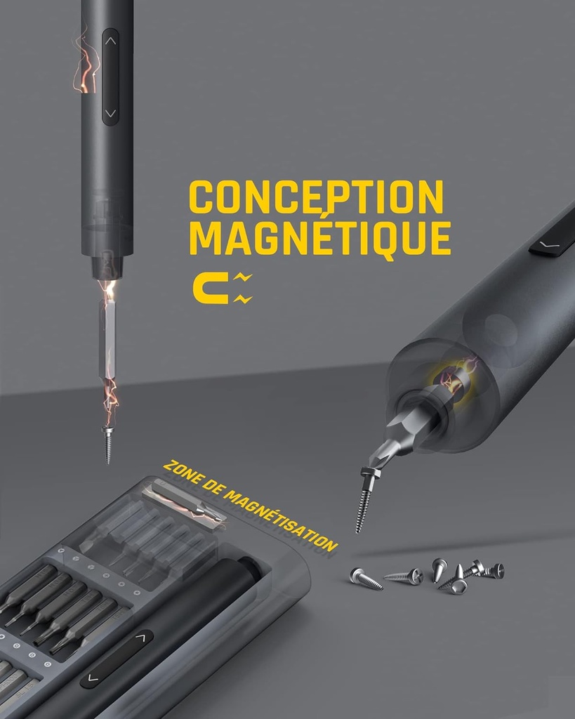 Fanttik  E1 PRO Mini jeu de tournevis électriques de précision, avec 24 embouts magnétiques