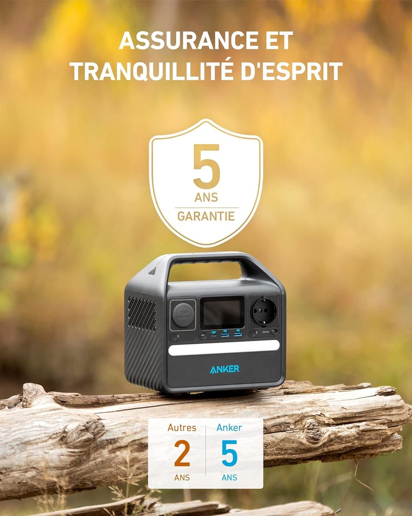 Station électrique portable Anker 521, Générateur Électrique Portable 256Wh, Batterie LiFePo4, 5 Ports, 1 Prise CA, 1 USB C PD 60W