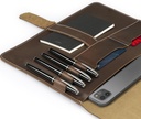 Londo - Housse de Tablette en Cuir véritable avec Deux emplacements pour Cartes et Porte-stylos en Cuir/Apple Pencil (12,9 Pouces Marron)