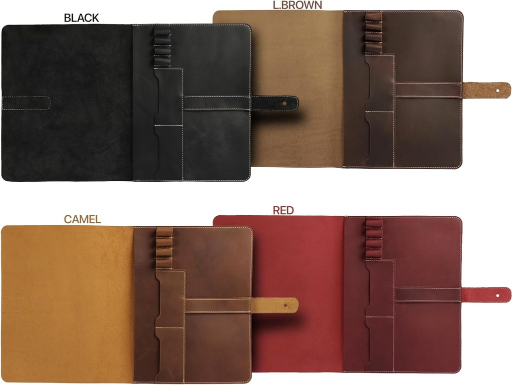 Londo - Housse de Tablette en Cuir véritable avec Deux emplacements pour Cartes et Porte-stylos en Cuir/Apple Pencil (12,9 Pouces Marron)