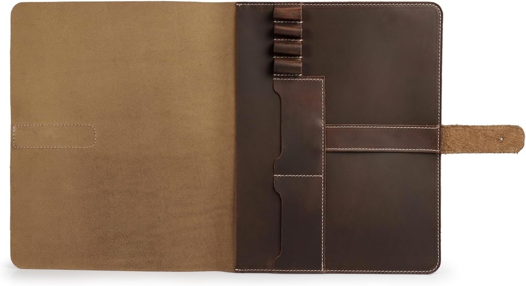 Londo - Housse de Tablette en Cuir véritable avec Deux emplacements pour Cartes et Porte-stylos en Cuir/Apple Pencil (12,9 Pouces Marron)