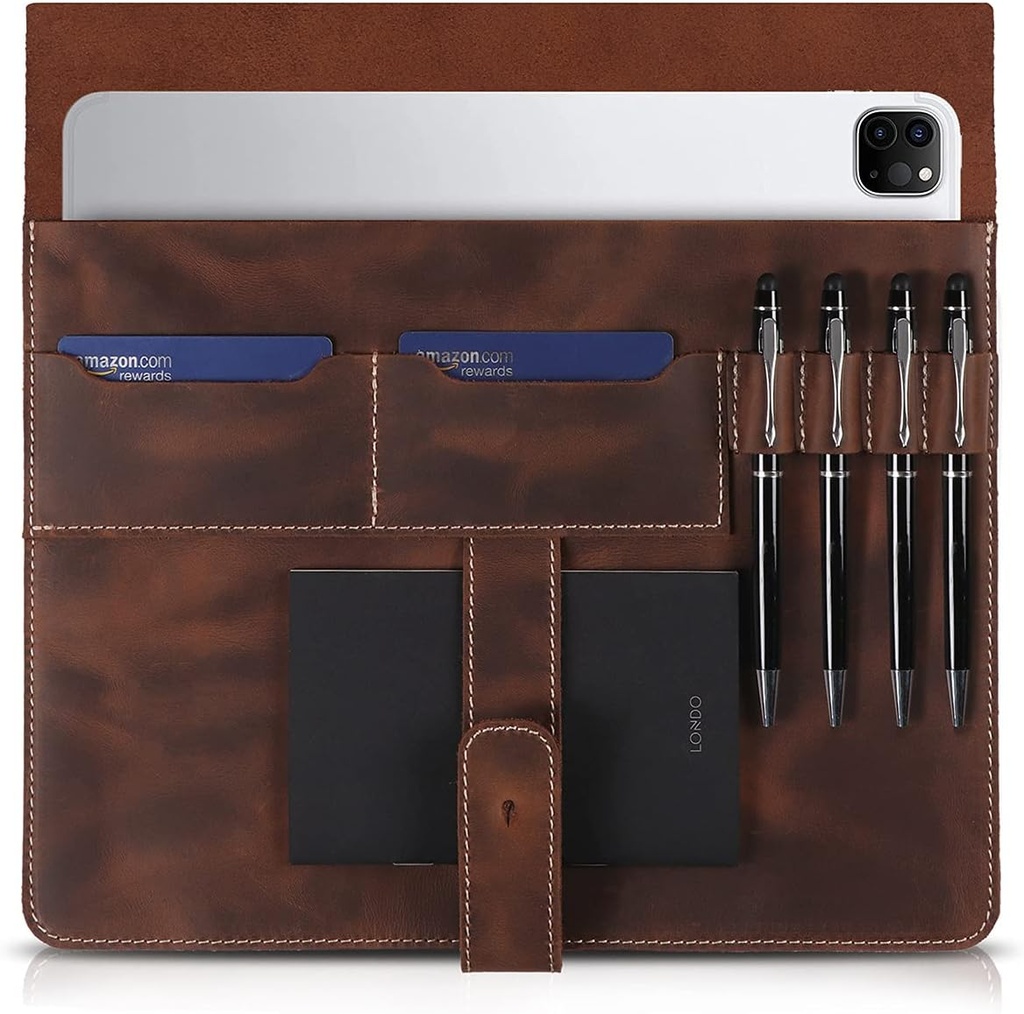 Londo Étui en Cuir véritable pour Tablette avec Deux emplacements pour Cartes et Porte-Stylet Apple (12,9 Pouces Cinnamon)