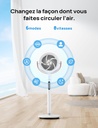 Dreo ventilateur silencieux 25dB, 30M de vent, 1500m³/h volume d'air, turbo-circulateur, hauteur 110CM, 6 modes, 8 vitesses, oscillation omnidirectionnelle 120°+105°