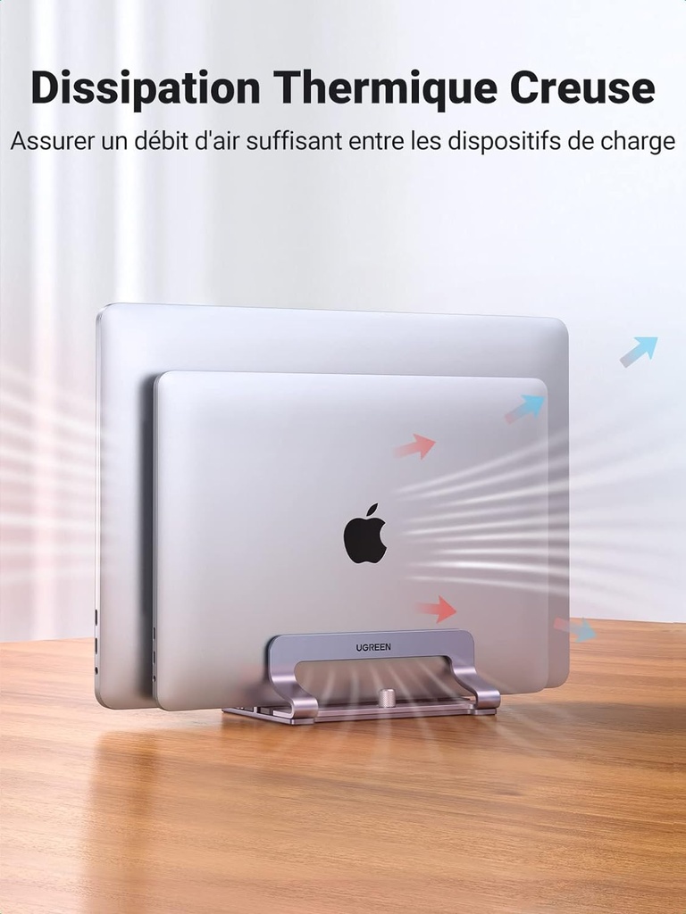 Support Ordinateur Portable Réglable En Aluminium - Double Articulation, Ventilé - Pour PC 11" à 16" - Ergonomique Bureau - 3