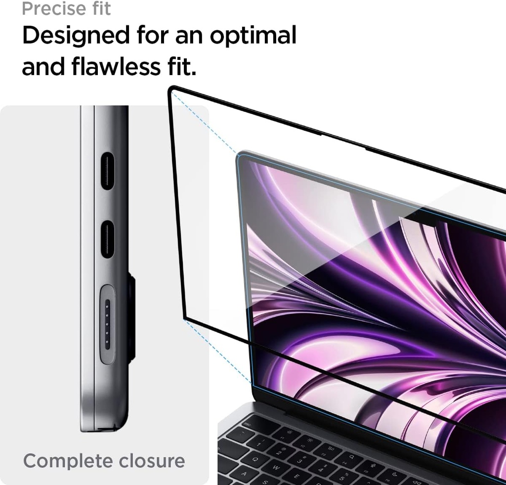 Spigen Glas.tR Slim Verre trempé Protection Écran pour MacBook Air 13.6 Pouces M3 (2024), M2 (2022)