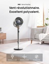Dreo 23dB Intelligent ventilateur sur pied silencieux, 24M portée, volume d'air 1200m³/h, turbo circulateur, 102CM hauteur, 6 modes, 8 vitesses, oscillation omnidirectionnelle 120°+120°, PolyFan 502S
