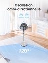Dreo 23dB Intelligent ventilateur sur pied silencieux, 24M portée, volume d'air 1200m³/h, turbo circulateur, 102CM hauteur, 6 modes, 8 vitesses, oscillation omnidirectionnelle 120°+120°, PolyFan 502S