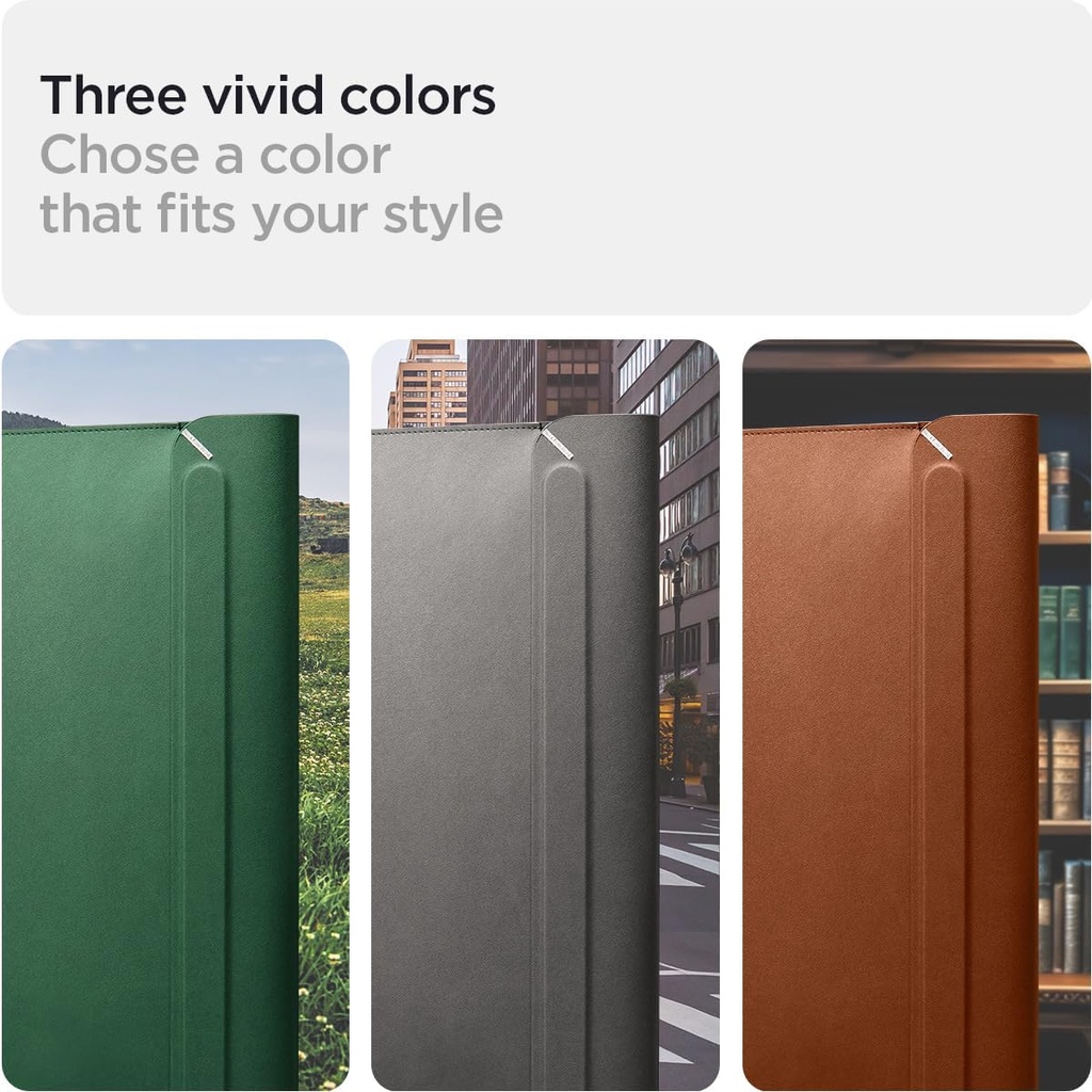 Spigen Valentinus Housse de Protection pour Ordinateur Portable 15" 15.6" 16" Pouces, Étui Cuir (Gris)