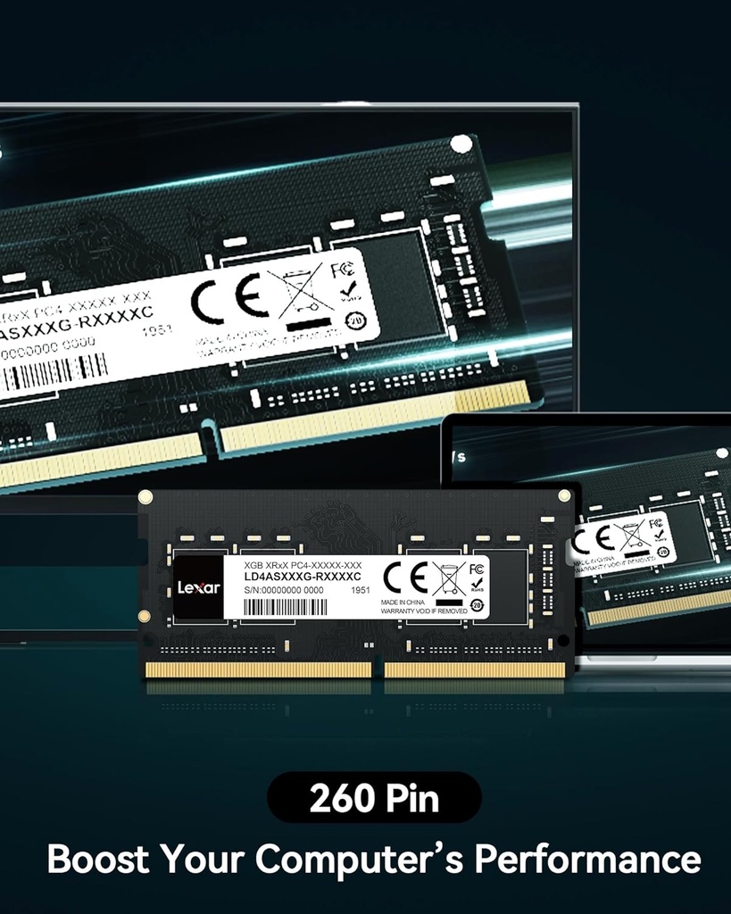 Lexar SODIMM RAM DDR4 8Go, 3200 MHz, Mémoire pour PC Ordinateur Portable