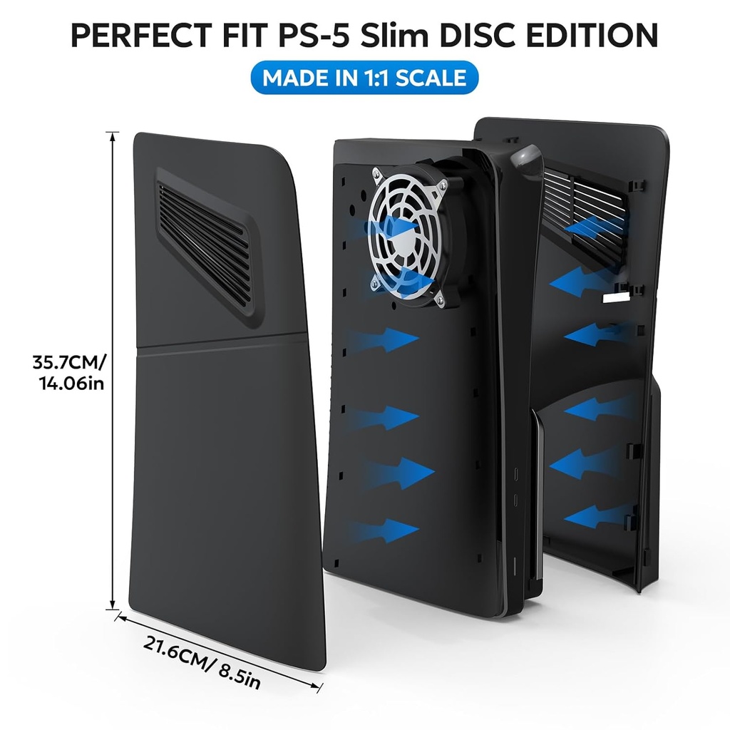 Coque pour Disc Edition, façade avec aérations pour PS5 Slim Noir