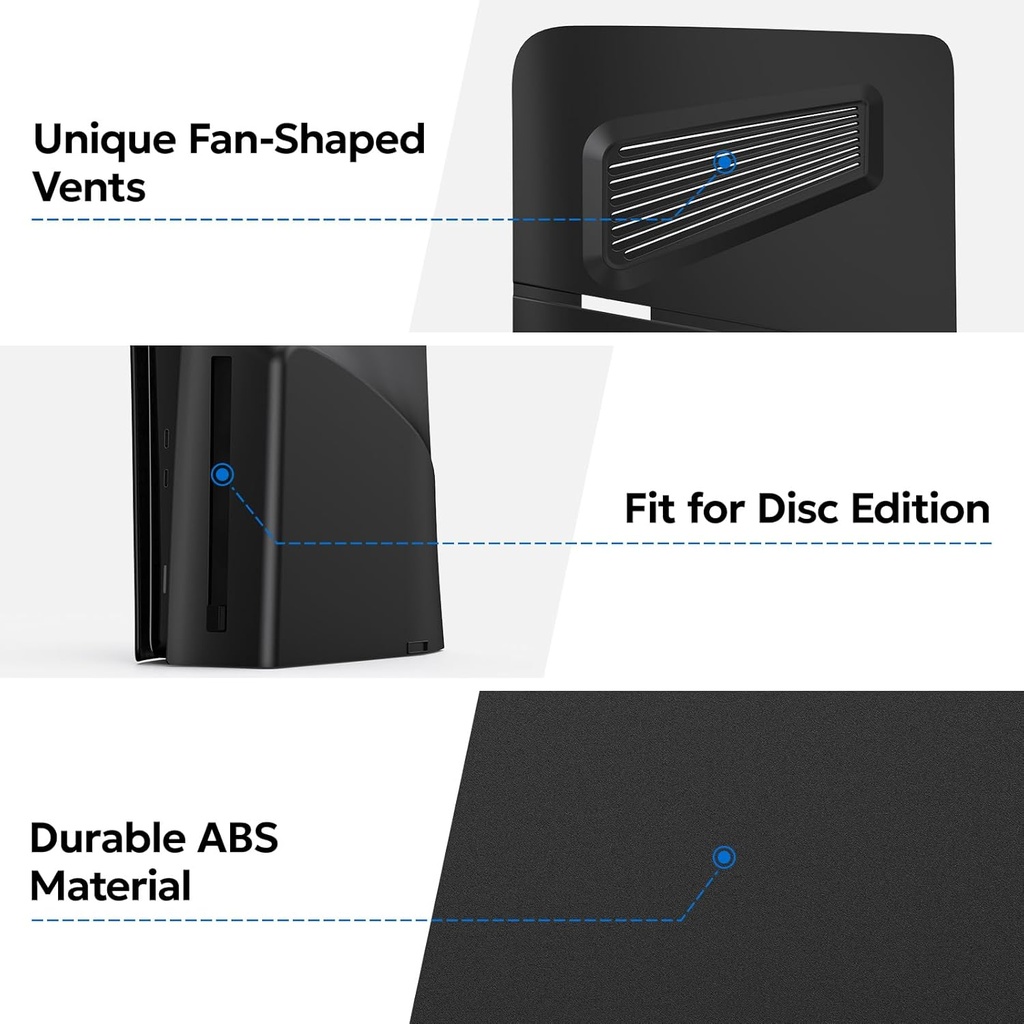 Coque pour Disc Edition, façade avec aérations pour PS5 Slim Noir