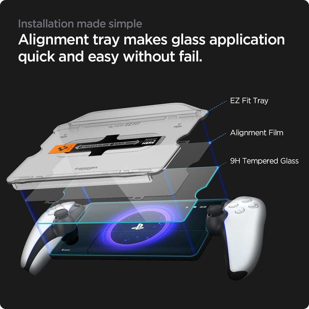 Spigen Glas.tR EZ Fit Verre Trempé compatible avec Sony PlayStation Portal Remote Player, 1 Pièce