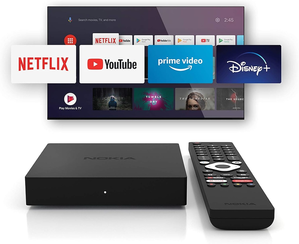 Nokia Streaming Box 8000, Android TV (Chromecast, HDMI, Netflix, Prime Video, Disney+)