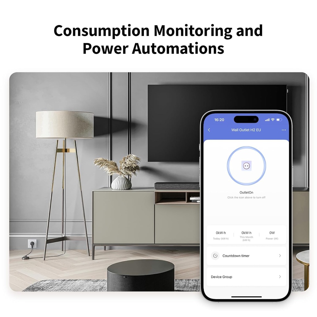 Aqara Prise Murale H2 EU avec Matter, HUB Zigbee 3.0 requis, 16A  HomeKit