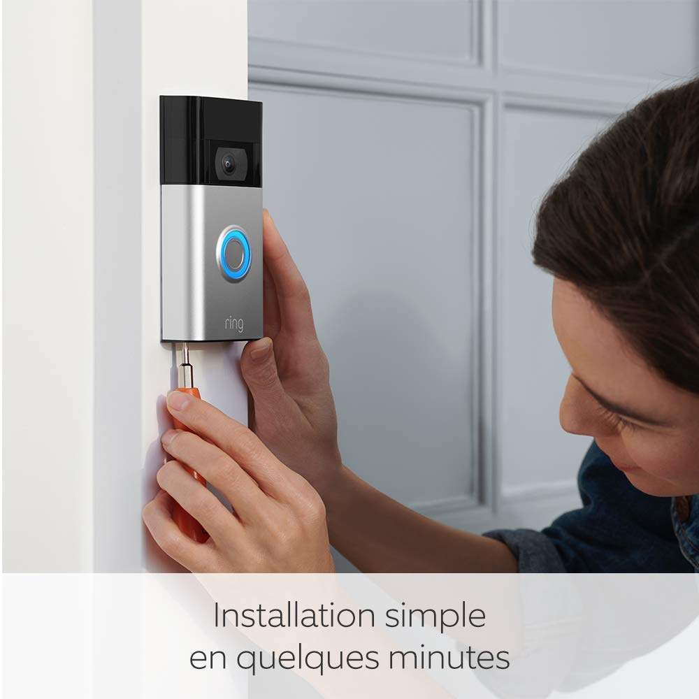 Ring sonnette vidéo sans fil (Video Doorbell 2 gén.) Sonnette extérieure avec caméra, vidéo HD 1080p