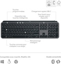 Logitech MX Keys S PLUS Clavier Sans Fil et Repose Poignet, U Rétroéclairé, Ergonomiques, Programmables, Bluetooth(AZERTY  Gris)