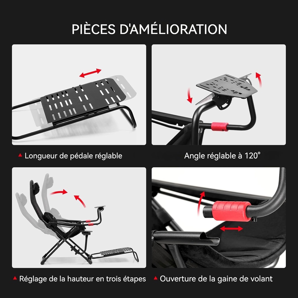 GTPLAYER Simulateur de conduite,  pliable pour adultes et enfants, compatible avec toutes les marques de volant et pédaliers