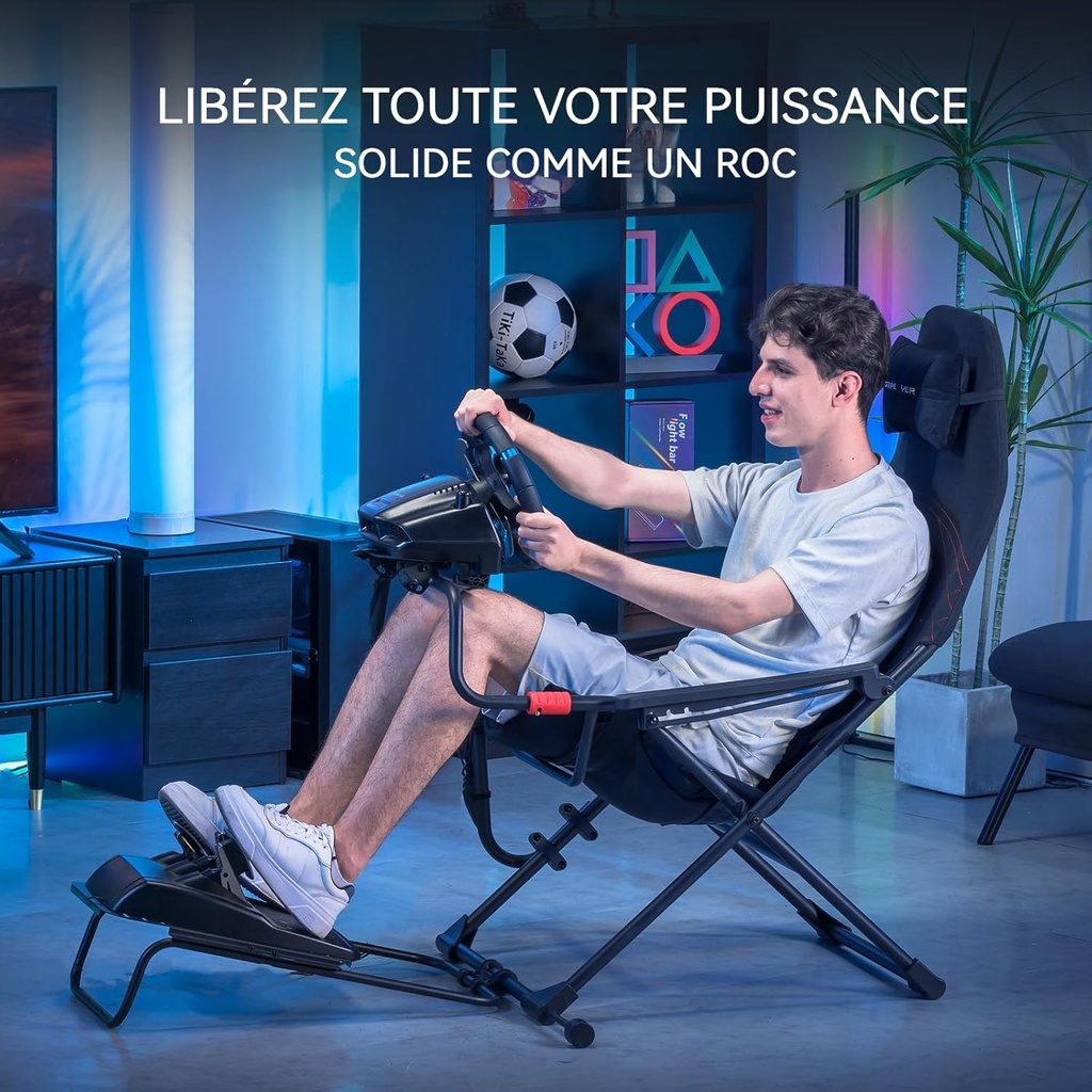 GTPLAYER Simulateur de conduite,  pliable pour adultes et enfants, compatible avec toutes les marques de volant et pédaliers