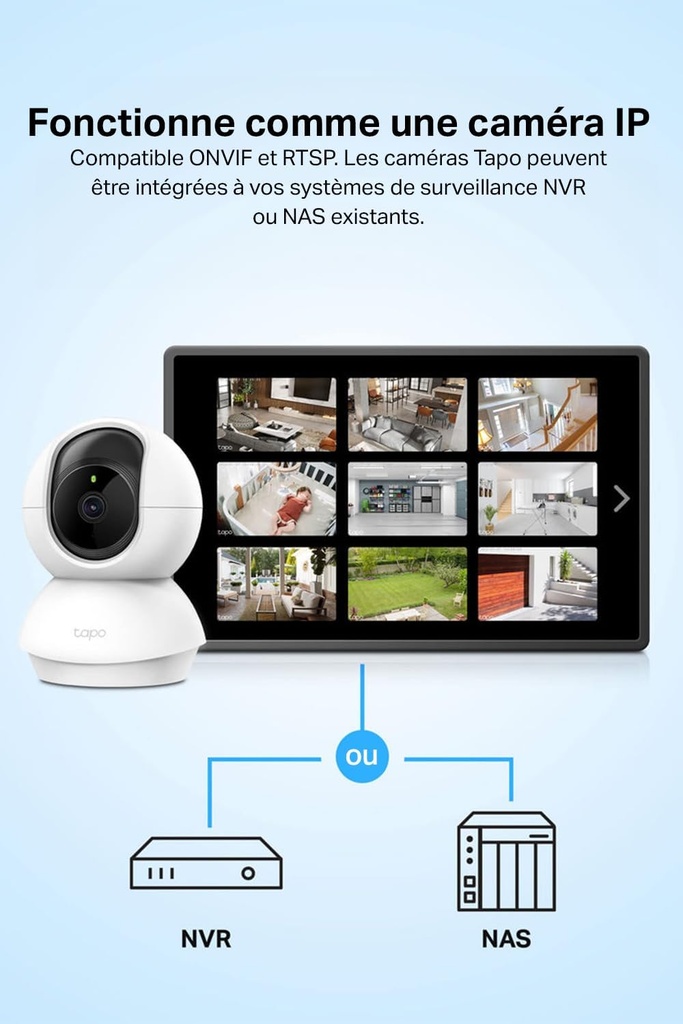 Tapo 2K(3MP) Caméra Surveillance WiFi intérieure 360° C210 Compatible avec Alexa 