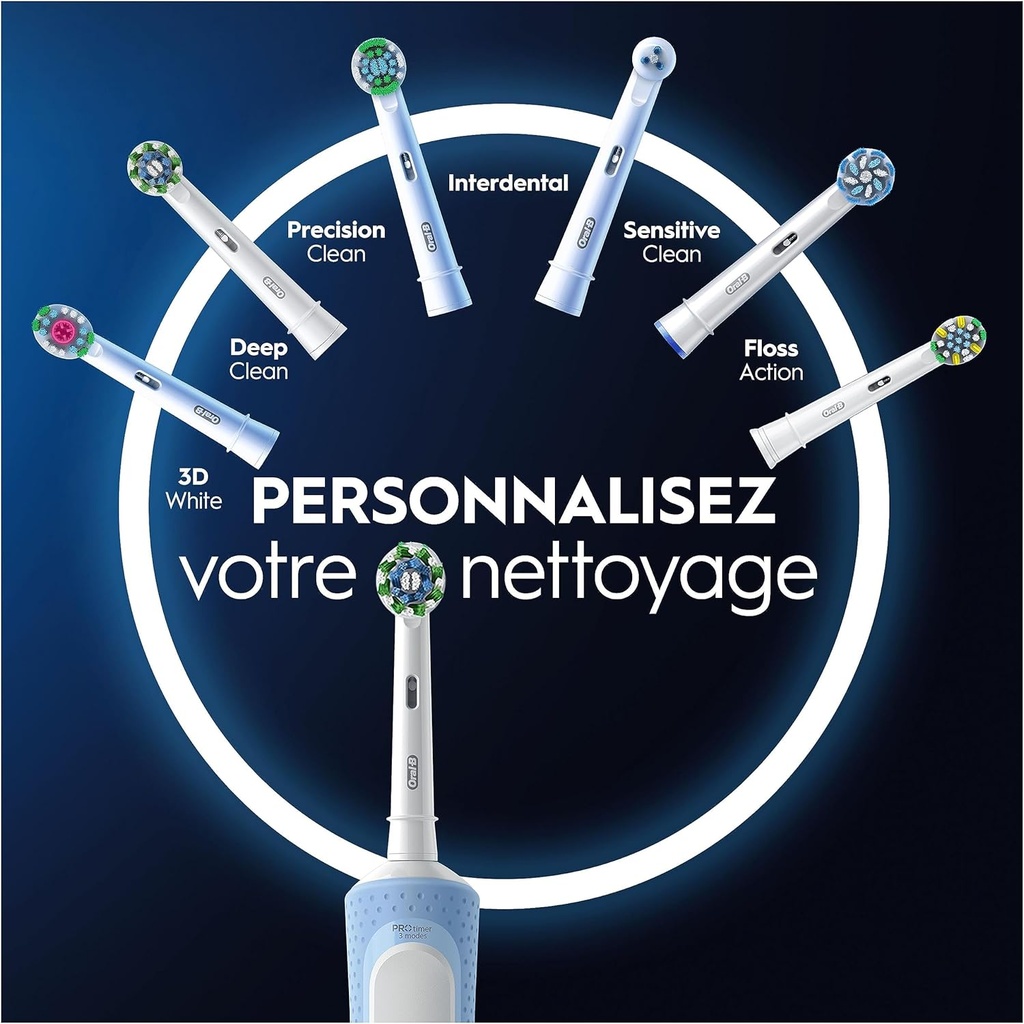 Oral-B Vitality Pro Brosse à Dents Électrique, Bleu, 1 Brossette Nettoyage 