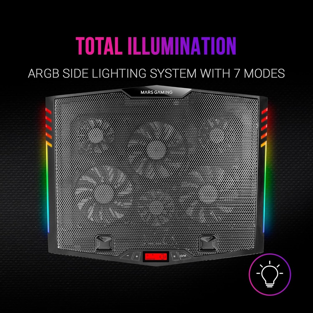 Mars Gaming MNBC5, Refroidisseur PC 19'' ARGB, 6 Ventilateurs,Support Portable