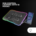 Mars Gaming MNBC7, Base de Refroidissement et support 16", RGB 10 Modes, 6 Ventilateurs contrôlables