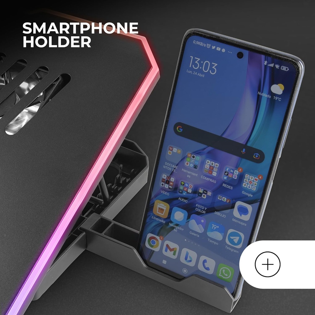 Mars Gaming MNBC7, Base de Refroidissement et support 16", RGB 10 Modes, 6 Ventilateurs contrôlables