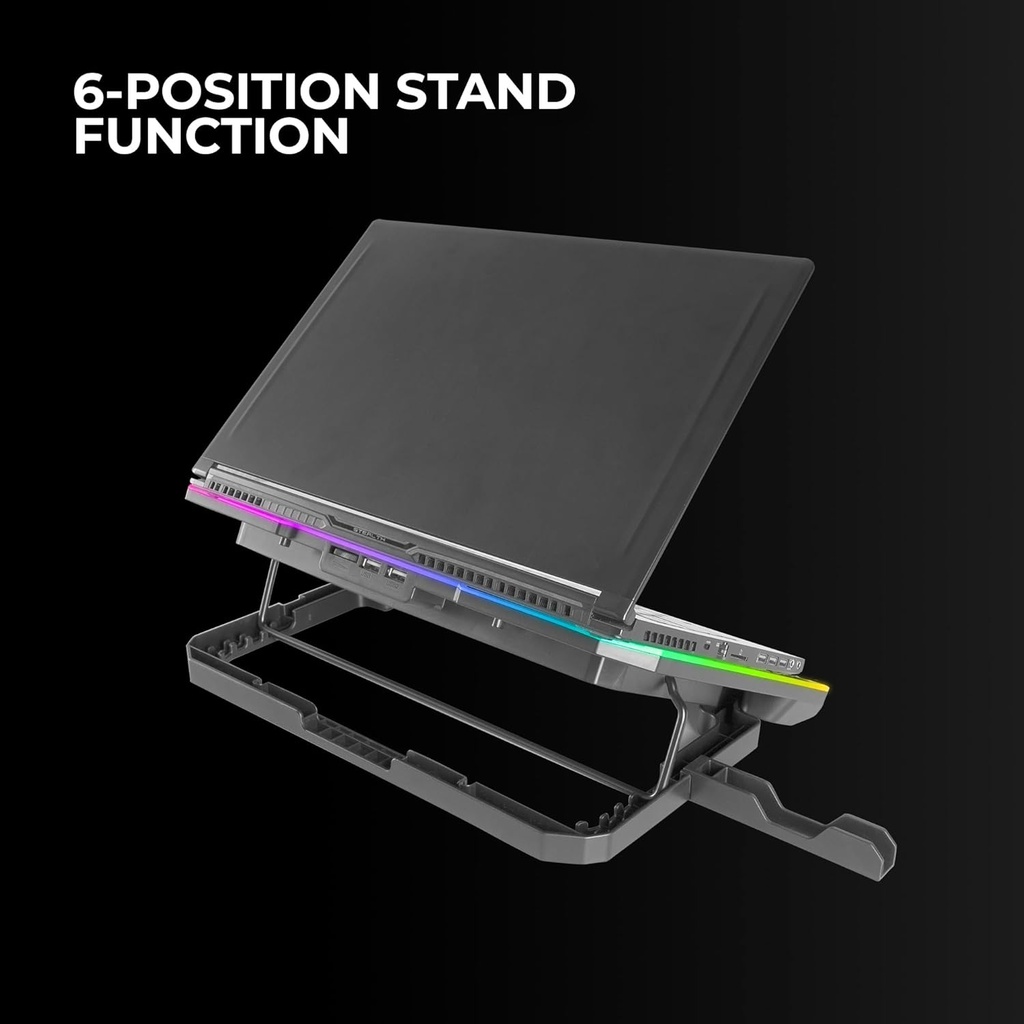 Mars Gaming MNBC7, Base de Refroidissement et support 16", RGB 10 Modes, 6 Ventilateurs contrôlables