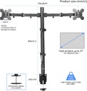 	Suptek support écran PC 2 ecran, Moniteurs 13-27 Pouces 