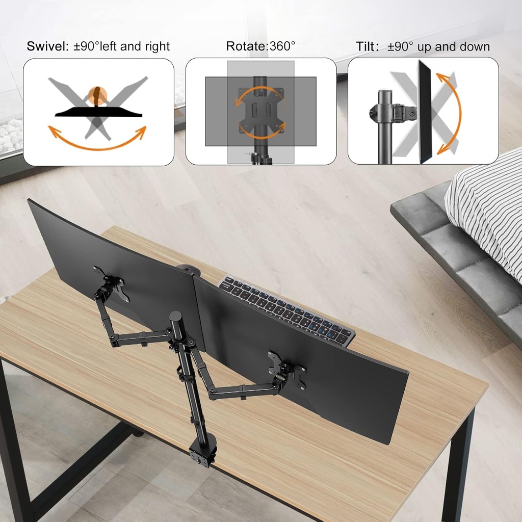 	Suptek support écran PC 2 ecran, Moniteurs 13-27 Pouces 