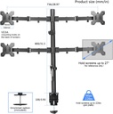 Suptek support de moniteur à 4 Bras, entièrement réglable  de  13" à 27 pouces