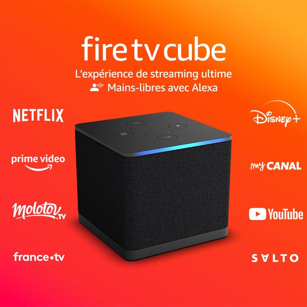 Amazon Fire TV Cube | Lecteur multimédia en streaming | Mains-libres avec Alexa | Wi-Fi 6E | 4K Ultra HD