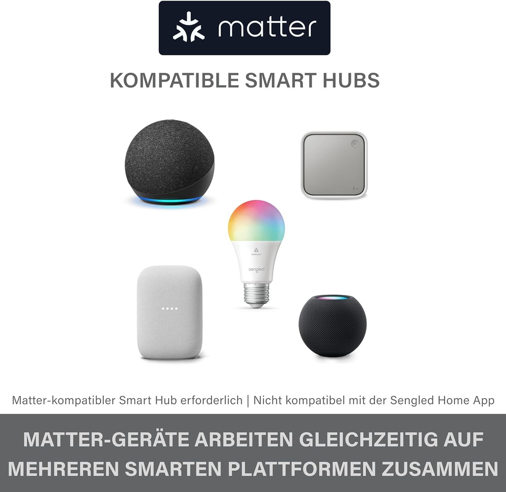 Sengled Ampoule intelligente LED (E27), compatible Matter et Alexa 60 W, Matter requise