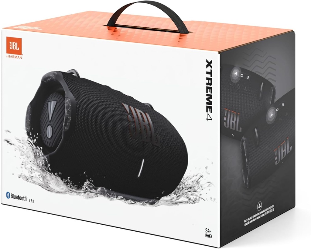 JBL Xtreme 4, Enceinte Portable Bluetooth avec Son Pro, jusqu'à 24h d'autonomie, Recharge Rapide, Étanche Indice IP67, bandoulière Incluse, en Noir