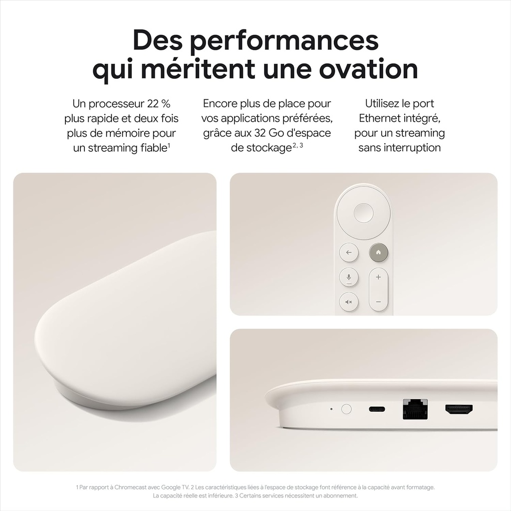 Google TV Streamer 4K – Streaming Rapide sur TV et Recherche vocale Via la télécommande 