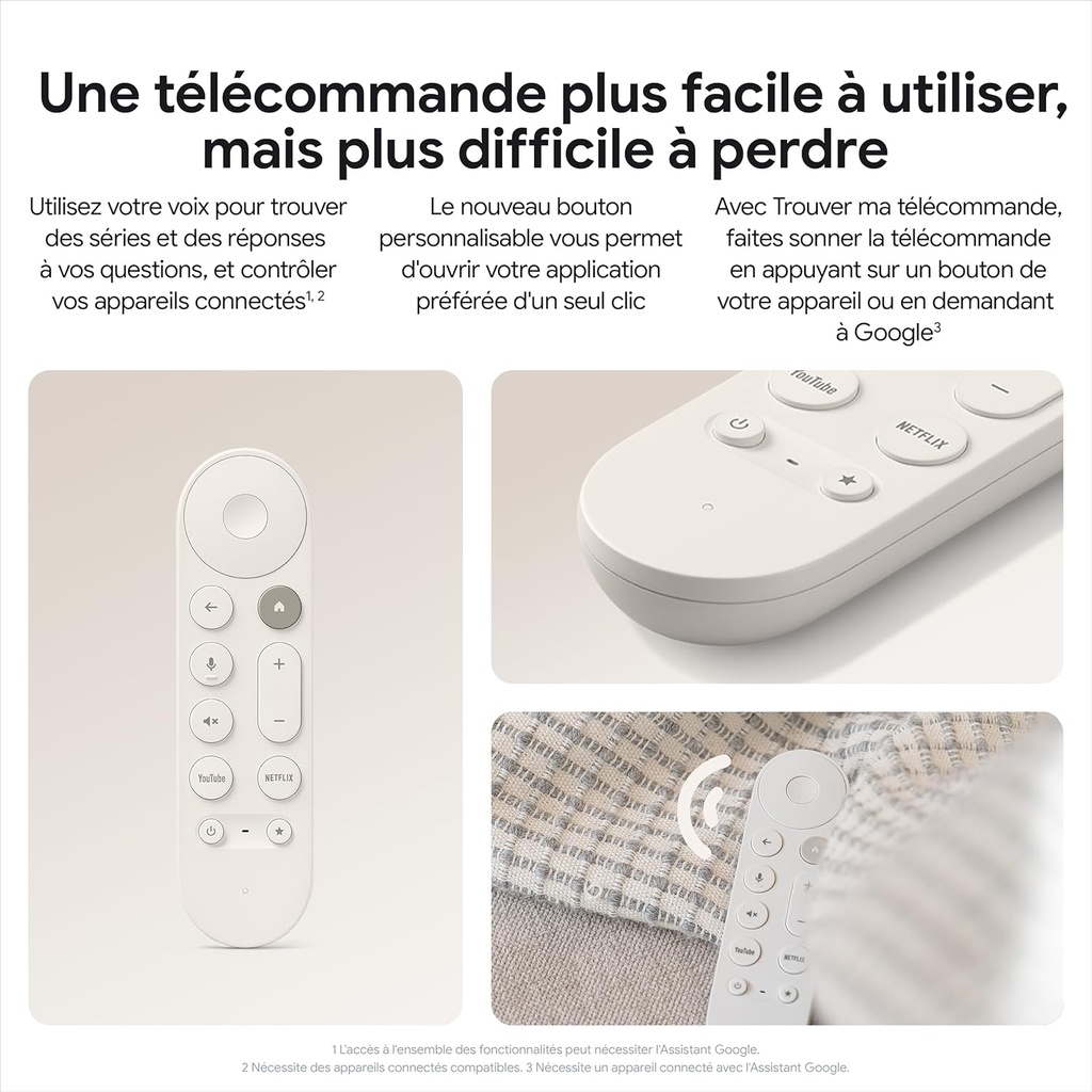 Google TV Streamer 4K – Streaming Rapide sur TV et Recherche vocale Via la télécommande 