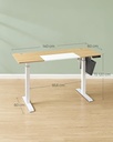 SONGMICS Bureau Électrique Assis- Debout, Bureau Réglable en Hauteur, 60P x 140L x (72-120)H cm, 4 Hauteurs Mémorisables