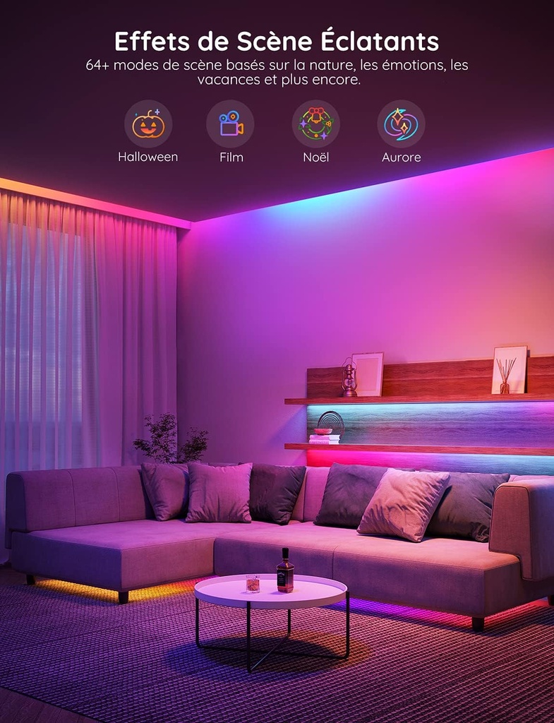 Govee RGBIC LED Strip Lights 5m fonctionnant avec Alexa et Google Assistant 