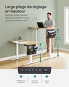 SONGMICS Bureau Électrique Assis-Debout, Bureau Réglable en Hauteur, 60P x 120L x (72-120)H cm, 4 Hauteurs Mémorisables