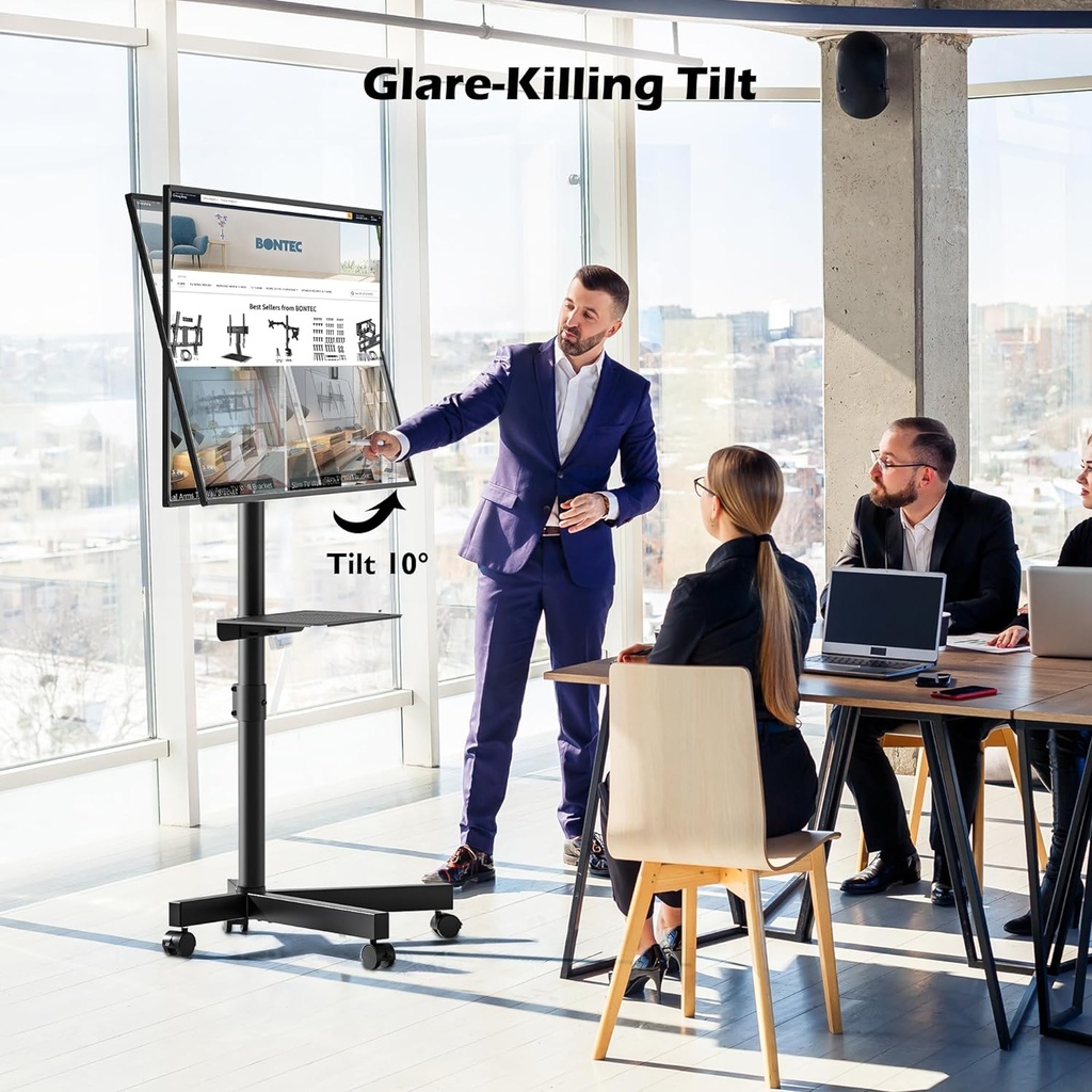 BONTEC Support TV roulettes pour Téléviseurs Plasma/LCD/LED de 23" à 60" avec Étagère