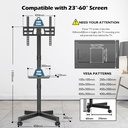 BONTEC Support TV roulettes pour Téléviseurs Plasma/LCD/LED de 23" à 60" avec Étagère
