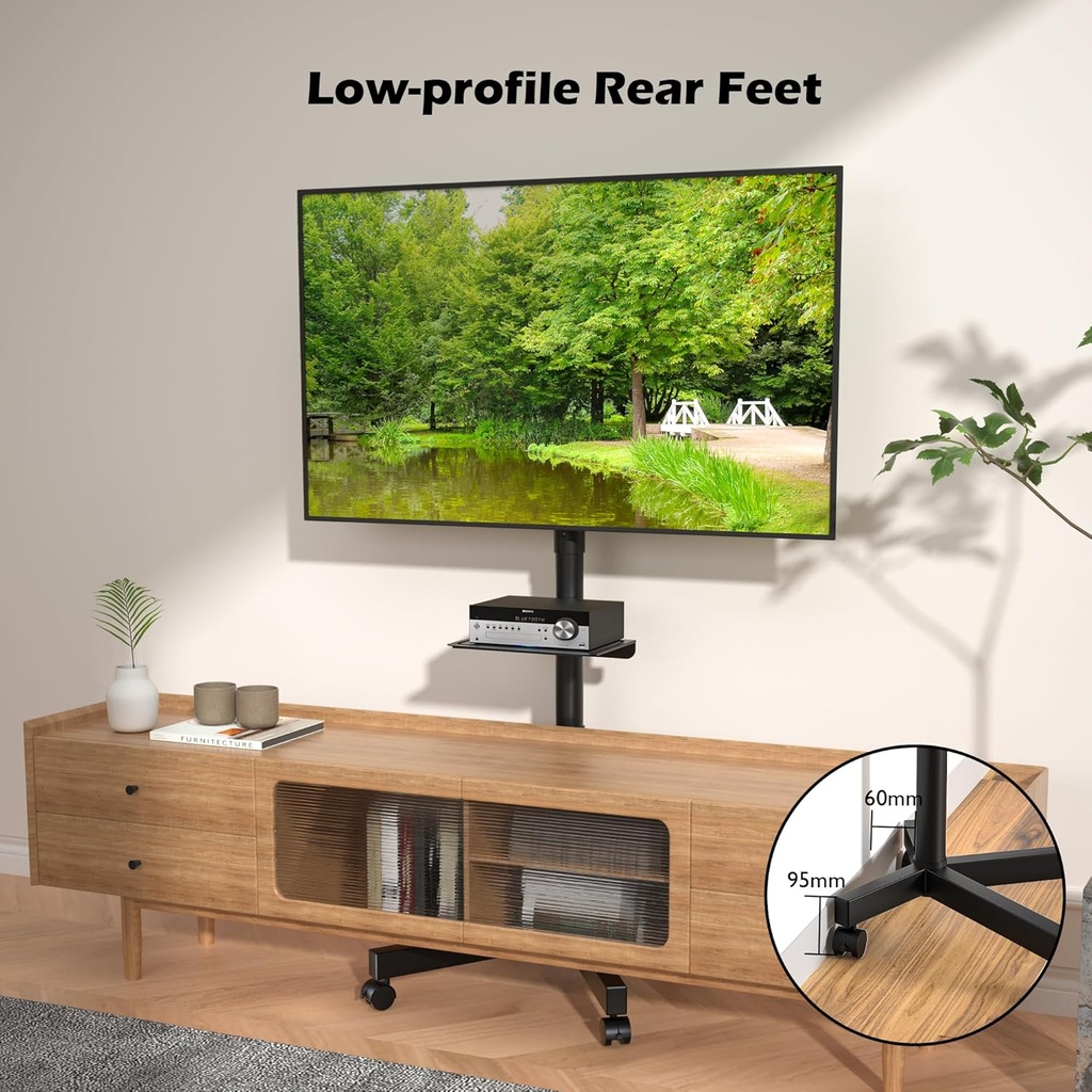 BONTEC Support TV roulettes pour Téléviseurs Plasma/LCD/LED de 23" à 60" avec Étagère