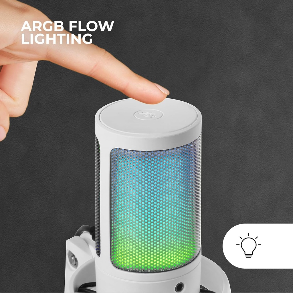 Mars Gaming MMIC-SE, Microphone de Studio ARGB Professionnel, ADC Ultra Haute Définition 196kHz 24-bit,Support Anti -Choc+ Filtre Métallique Pop Mesh