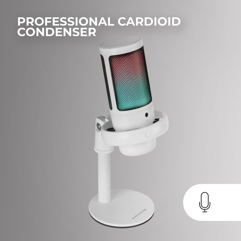 Mars Gaming MMIC-SE, Microphone de Studio ARGB Professionnel, ADC Ultra Haute Définition 196kHz 24-bit,Support Anti -Choc+ Filtre Métallique Pop Mesh