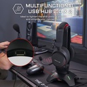 The G-Lab K-Stand Radon Support pour Casque/Micro-Casque Gaming - Rétro-éclairage RGB, Hub USB 2 x 2.0, Base antidérapante