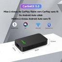 CarlinKit 5.0 carplay sans Fil et Android Auto sans Fil 2 en 1 Adaptateur