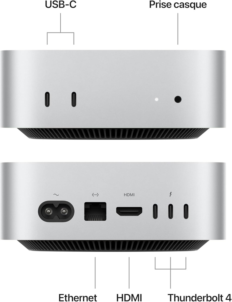 Apple Mac Mini 512 Go SSD 24 Go RAM Puce M4 CPU 10 Coeurs GPU 10 Coeurs
